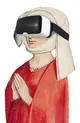 Malerei einer betenden Frau. Über den Augen wurde eine VR-Brille nachträglich hinzugefügt.